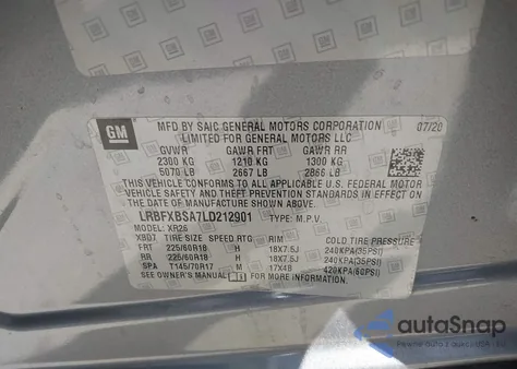 2020 Buick Envision Fwd Preferred from USA, damaged, VIN LRBFXBSA7LD212901